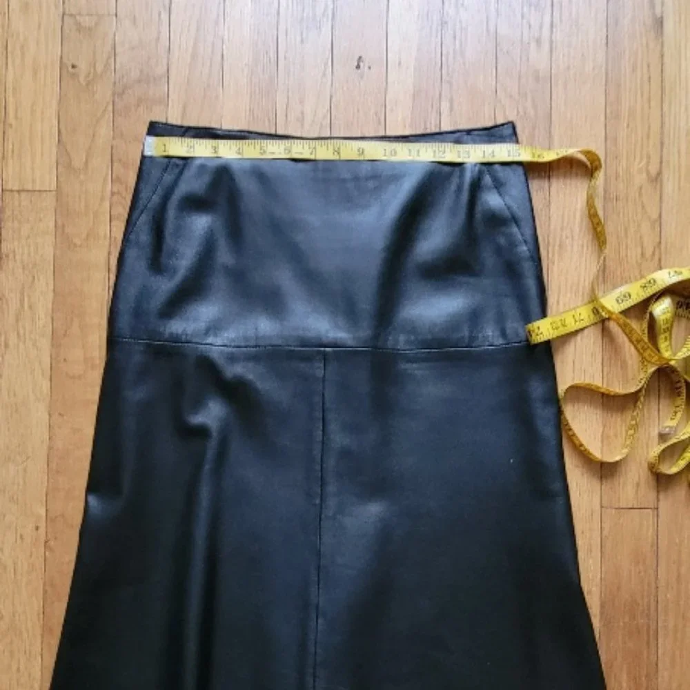 DKNY WOMENS LEATHER SKIRT HI LOW HEM SIZE 6 - Picture 11 of 13